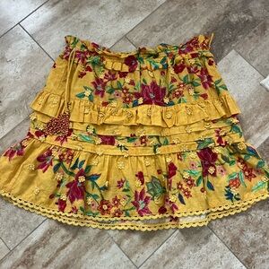 Farm Rio Yellow Floral Skirt S